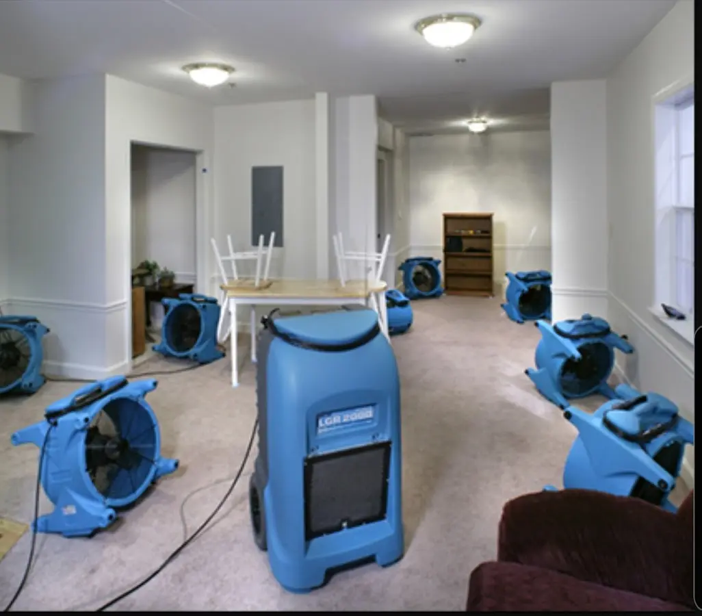Air movers and dehumidifier setup for Water Extraction & Removal in Chino Hills